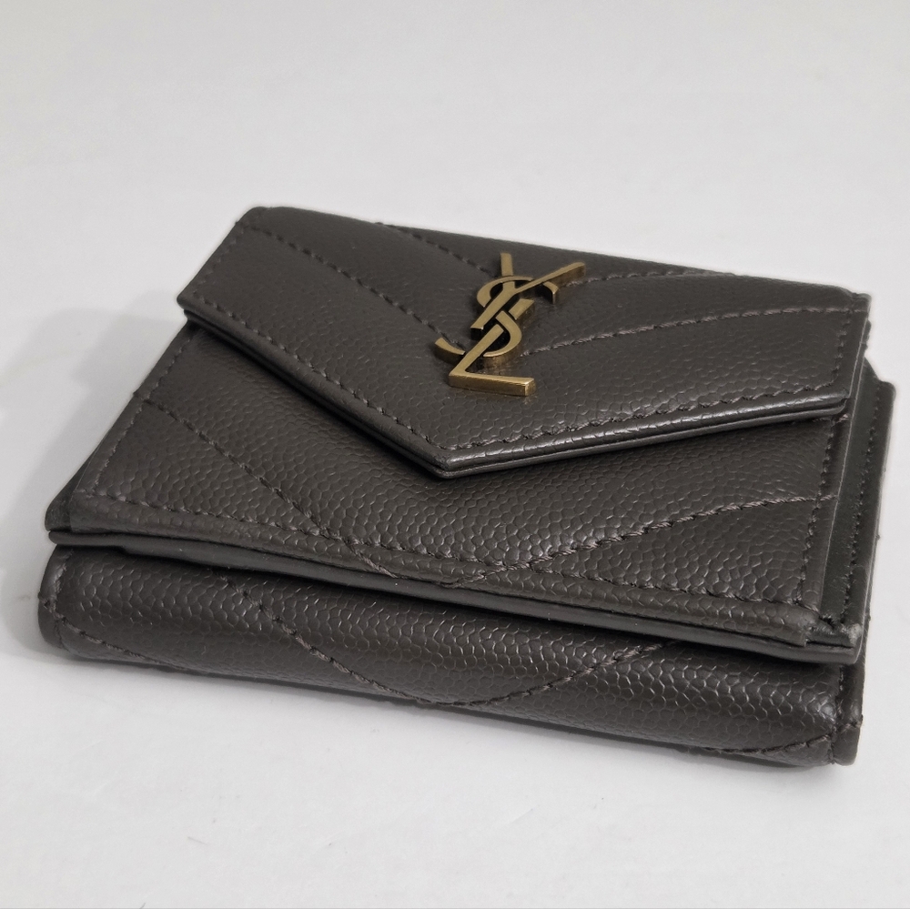 Yves Saint Laurent Brown Wallet with Gold Logo - Picture 9 of 11